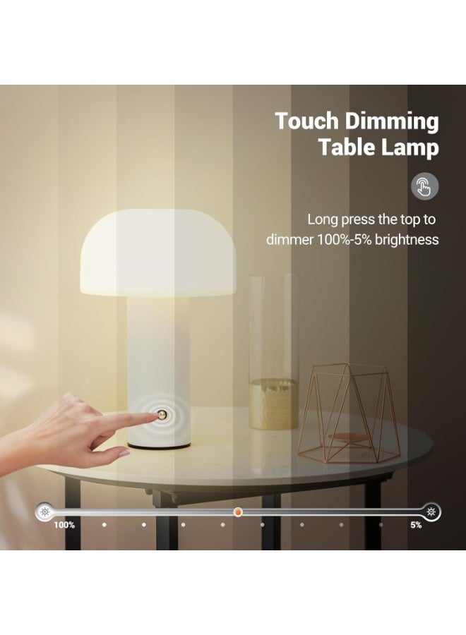 لمبة طاولة محمولة بدون سلك بشكل مودرن أبيض ، بطارية 5200mAh تدوم 24-49 ساعة، تحكم لمس لـ3 درجات لون (دافئ 3000K، طبيعي 4500K، أبيض 6000K) وتعتيم، مثالية للمطبخ، غرفة النوم، التخييم أو كهدية. - Image 2